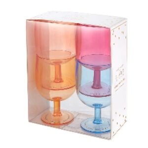 Slant Acrylic Stackable Wine Glass - multicolor - Set of 4-NIB